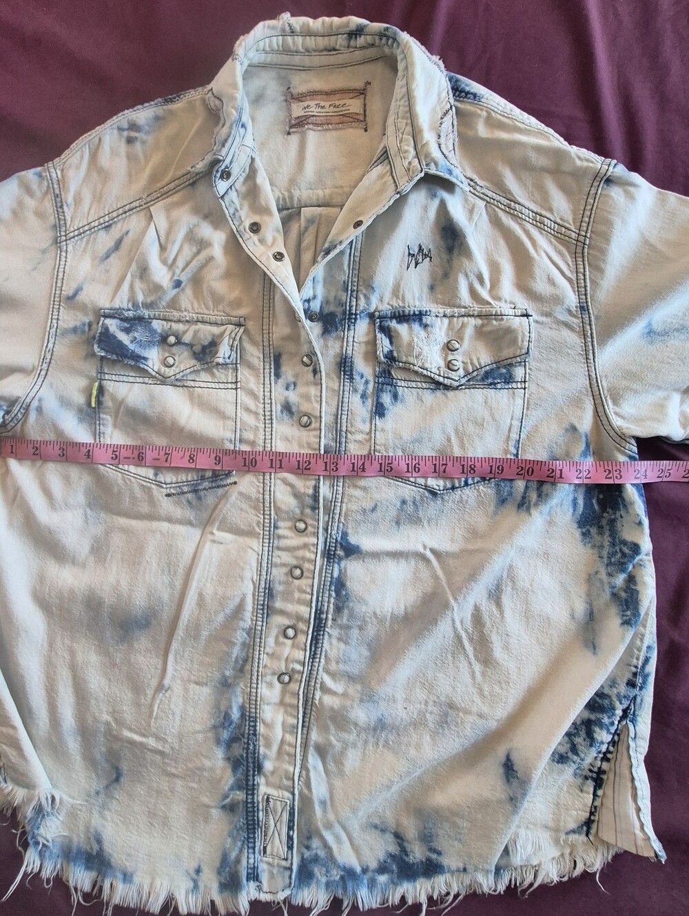 We The Free Lightwash Denim Jacket with Purple Floral Sleeves - Picture 6 of 9